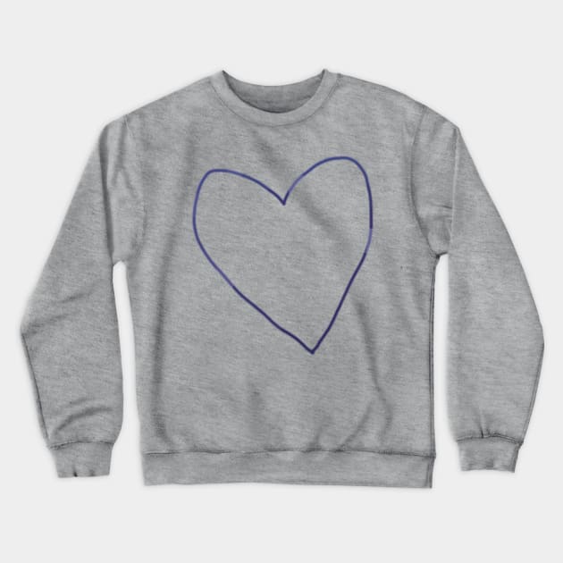 Blue Heart Line Drawing Crewneck Sweatshirt by ellenhenryart